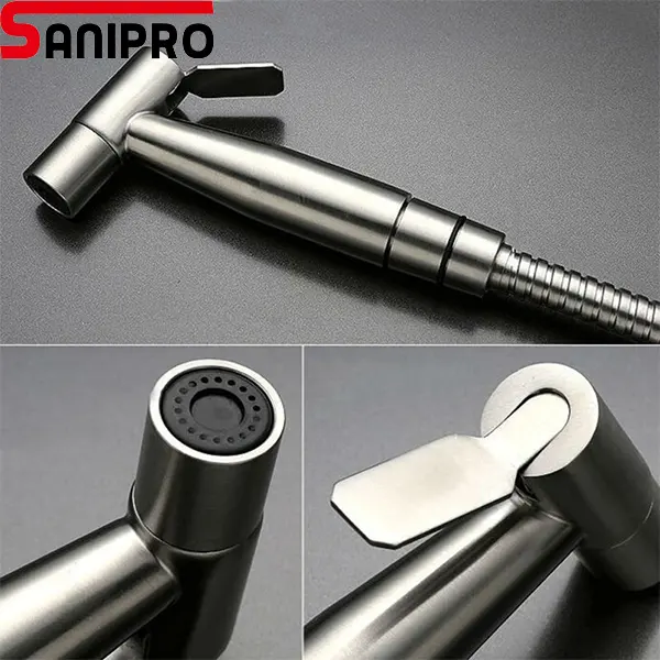 SANIPRO Wall Hung Stainless Steel Toilet WC Jet Shattaf Bidet Spray Muslim Handheld Sprayer Health Faucet Mixer Shower Tap Set