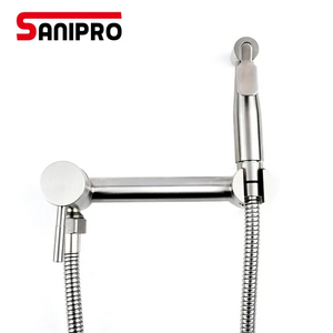 SANIPRO Brass Toilet Concealed Hot and Cold Bidet Spray Faucet Set Bathroom Brushed Nickel Hand Held Sprayer Shattaf Bidet