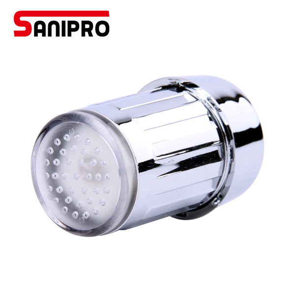 SANIPRO Temperature control 3 Color Water Power shower faucet light water saving faucet aerator change  Led faucet light