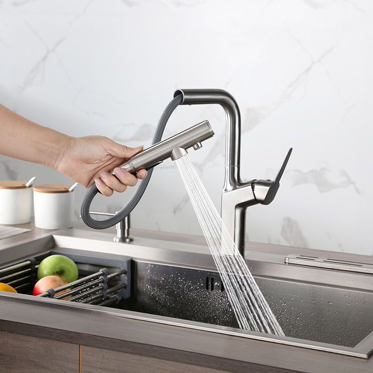 SANIPRO Fashionable Multi Function Stainless Steel Water Purifier Tap Kitchen Sink Filter Mixer Taps Pull-Down Faucet