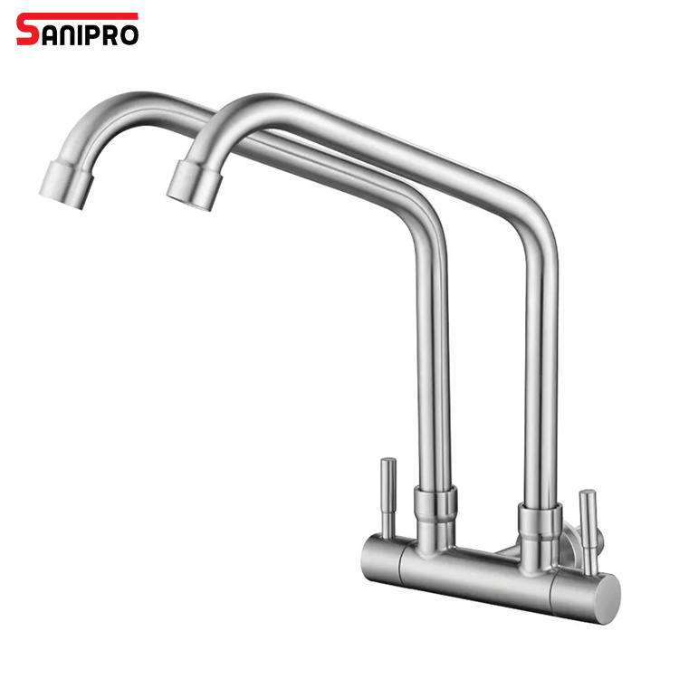 SANIPRO SS304 Single Cold Water Flexible Double Tube Spout Convenience Luxury Wholesale Kitchen Faucet Tap