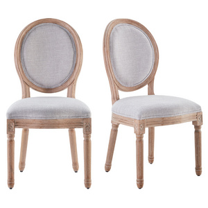 French O Shape Back Carved Baroque Luxury Nordic Dining Upholstered Chair For Home Dinners Restaurant