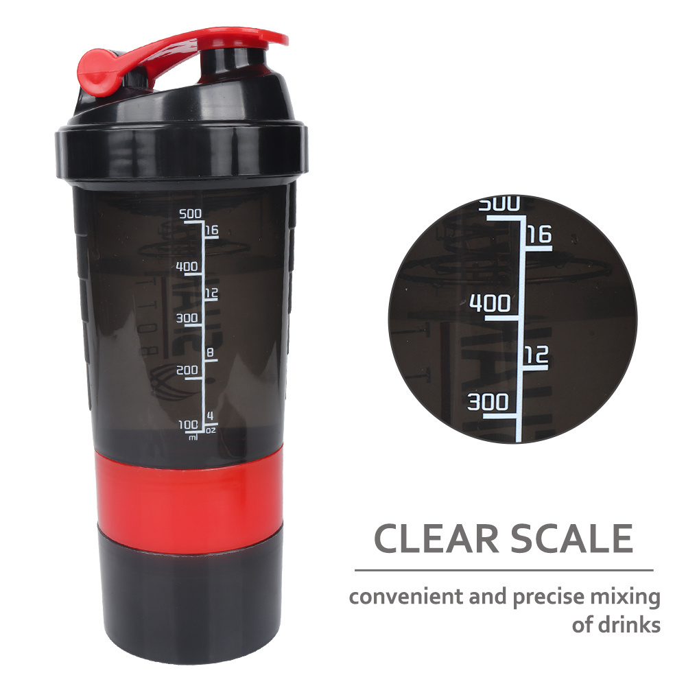 B30-0062 Amz Hot Selling 2023 Custom LOGO 500ml Protein Shake Bottle Plastic Shaker Bottle With 304 Stainless steel Mixing Ball