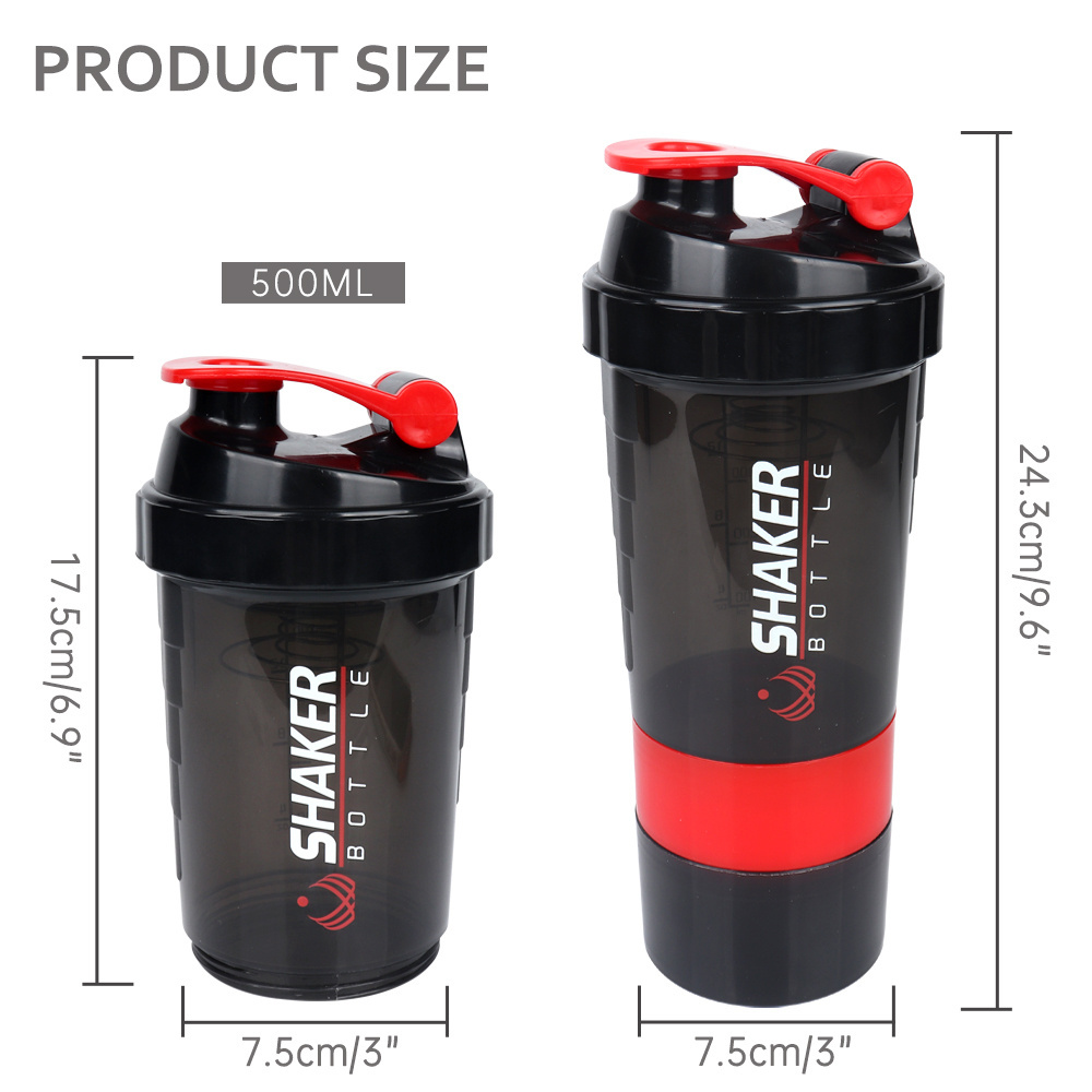 B30-0062 Amz Hot Selling 2023 Custom LOGO 500ml Protein Shake Bottle Plastic Shaker Bottle With 304 Stainless steel Mixing Ball