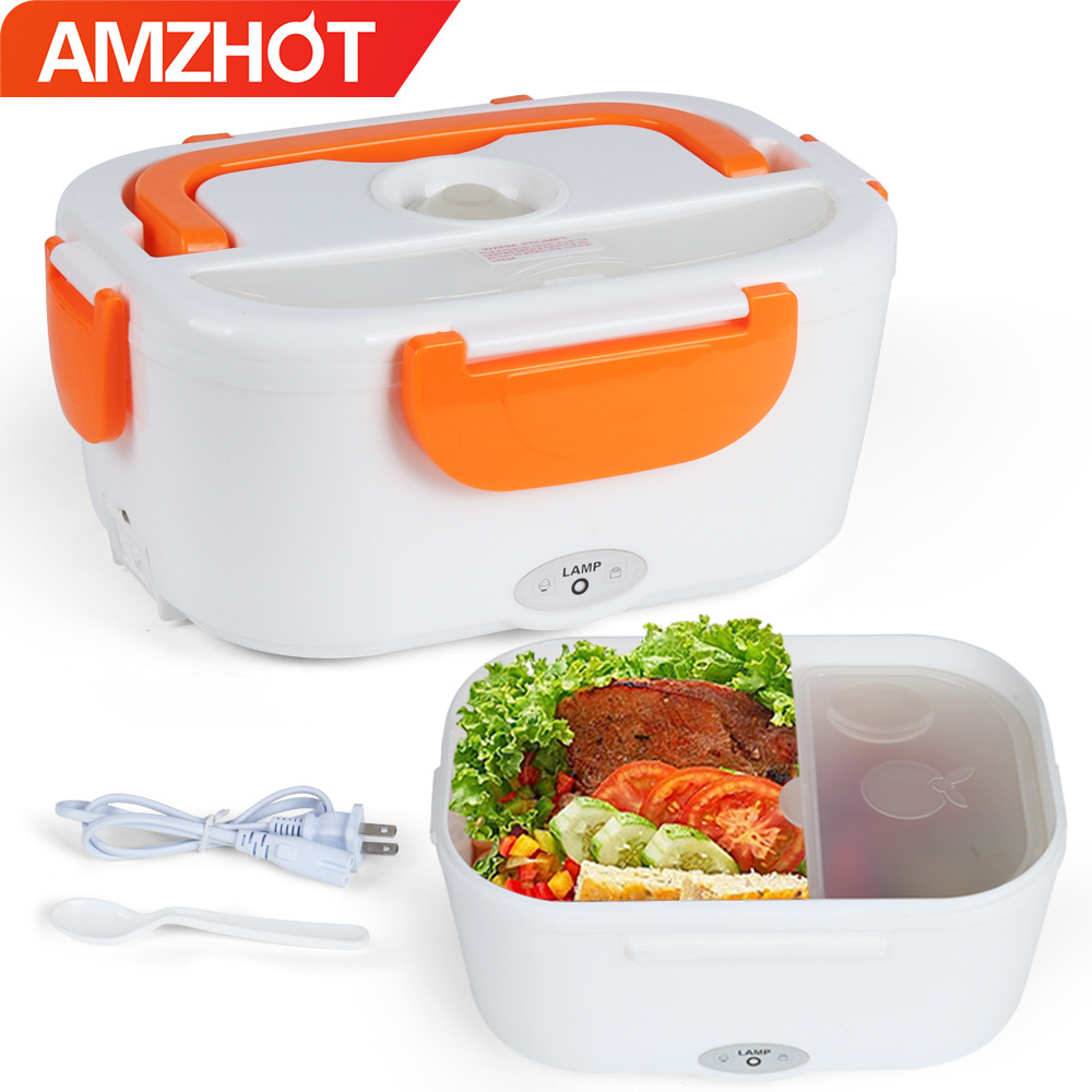 B10-0850 110V/220V Food Warmer plastic Container Heated Electric Lunch Box with 2 compartments Inner for Home Use