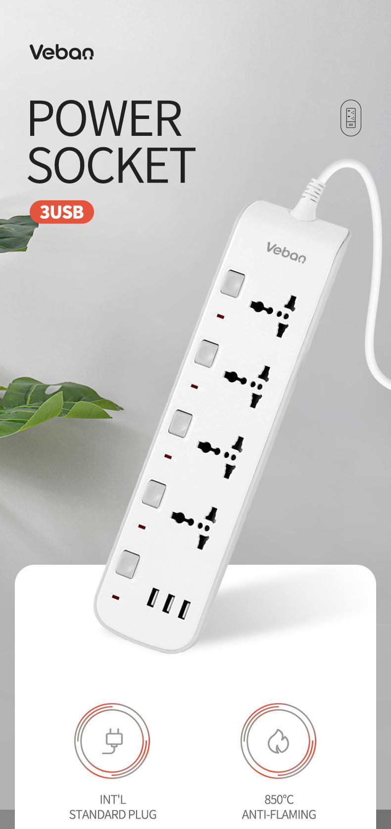 Thailand Myanmar Cambodia Nigeria universal socket 3-4-5-6 Way Electrical Power Strips Universal Outlet Extension Lead Socket