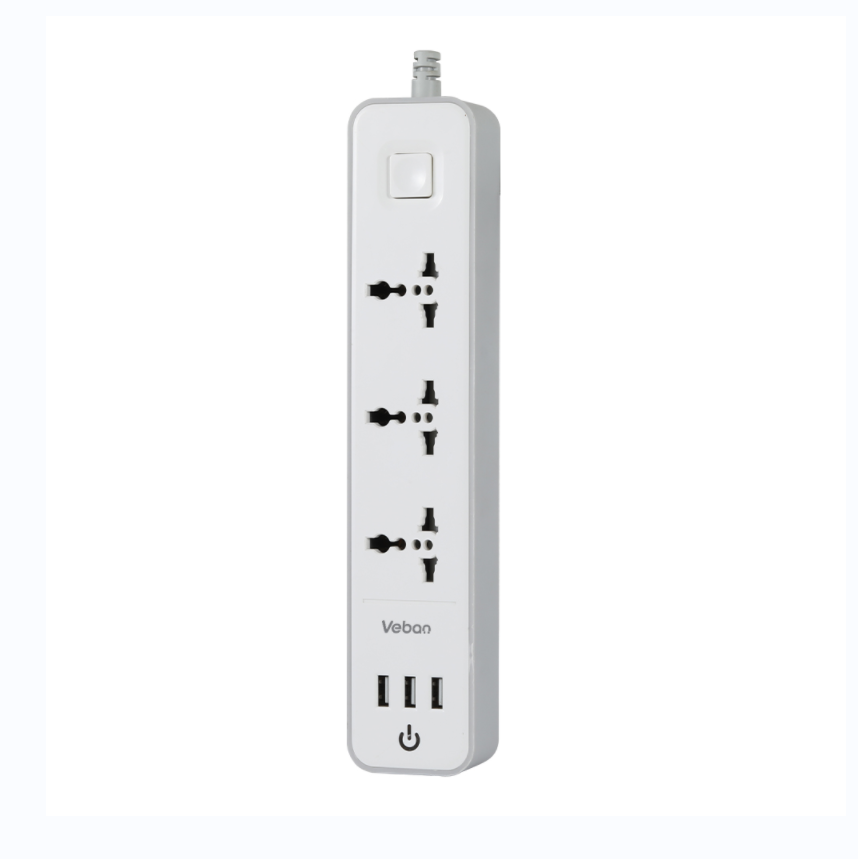 220V new design AC power outlet extension sockets USB ports white safety door power strip