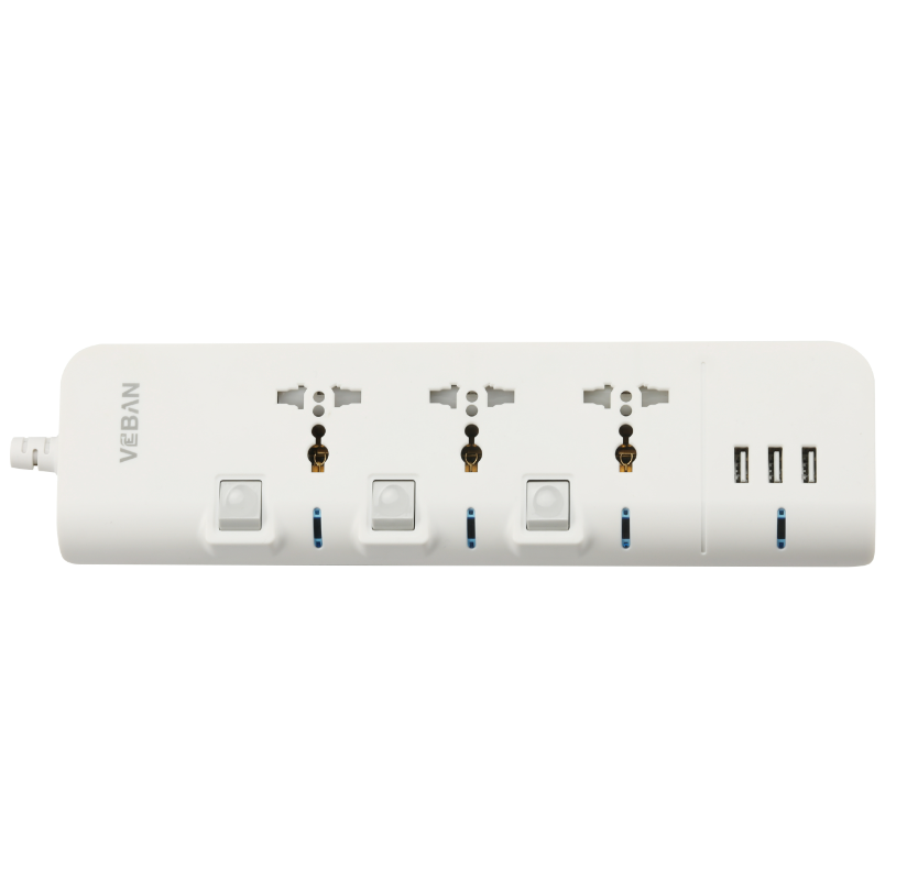 Universal electric power socket multi plug wall socket with 3 USB office home  power strip