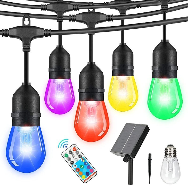 10LED S14 Bulb Solar Power String Light RGBW Bulb Solar S14 String Light 4 Modes USB Chargeable Solar Power Festoon String Light