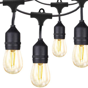 LED Outdoor Commercial 48ft with 15 Dropped Sockets 2W LED S14 Bulbs included Weatherproof Vintage Edison String Light