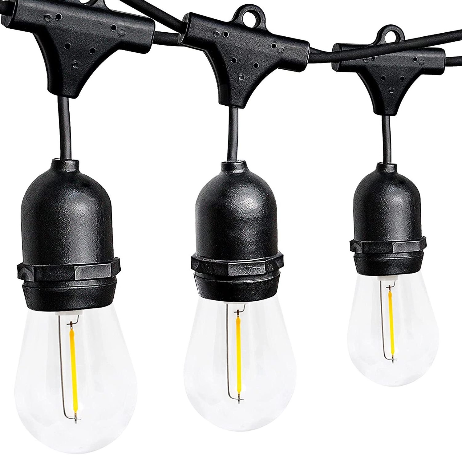 LED Outdoor Commercial 48ft with 15 Dropped Sockets 2W LED S14 Bulbs included Weatherproof Vintage Edison String Light