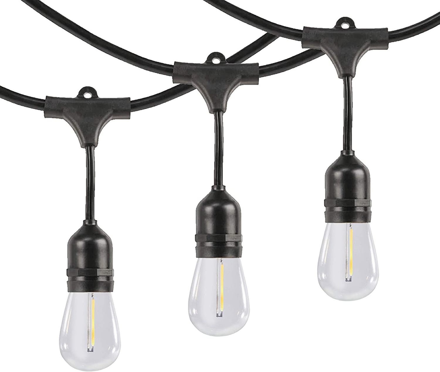 WANGUI LED Outdoor Commercial 100ft with 30 Dropped Sockets 1W LED S14 Bulbs included Weatherproof Vintage Edison String Light