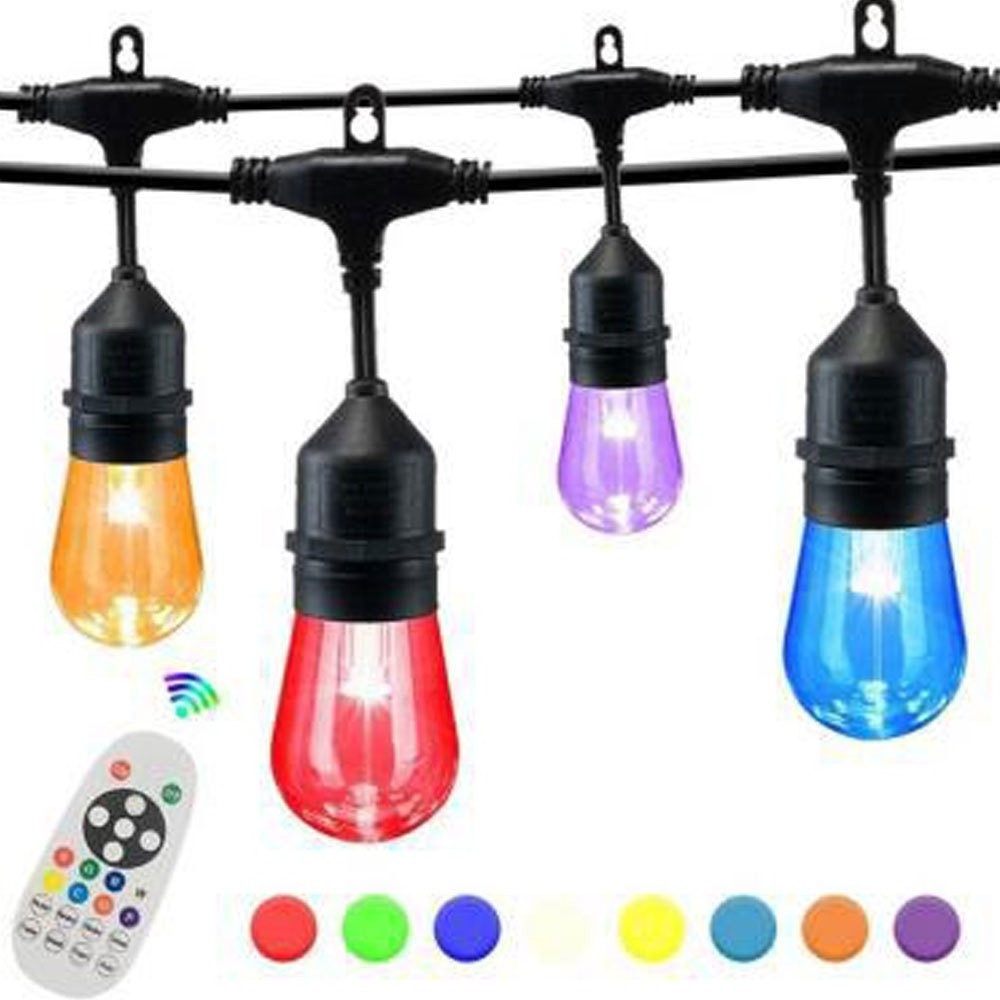 10LED S14 Bulb Solar Power String Light RGBW Bulb Solar S14 String Light 4 Modes USB Chargeable Solar Power Festoon String Light