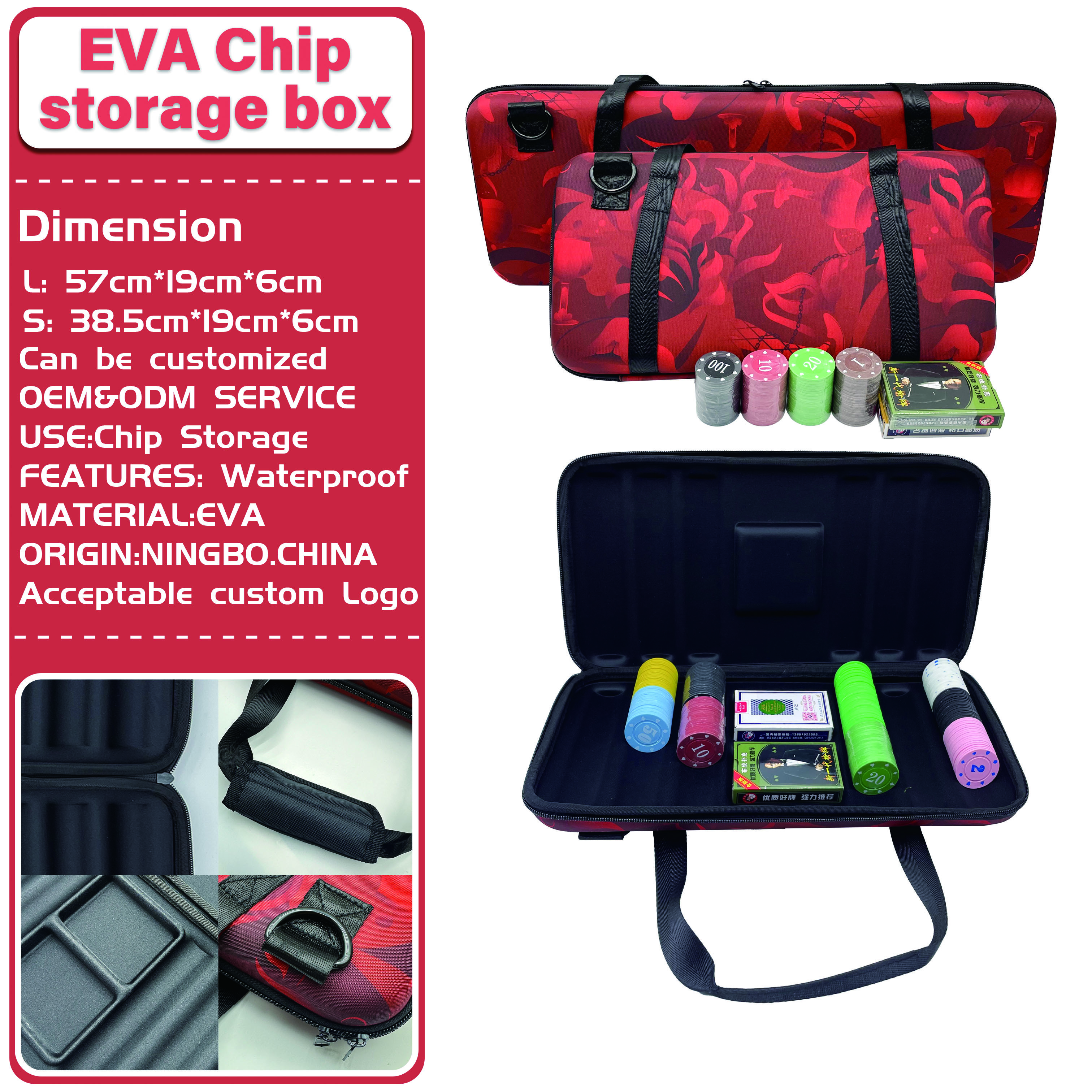 Custom Foam EVA Poker Chips Case EVA Hard Shell Poker Chip Case Empty Case for Chips Poker