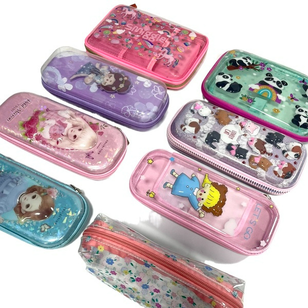 Transparent Clear Plastic School Pencil Case Multifunction Cute Student Kawaii Eva Cartoon Big Capacity School Kids Pouch Box