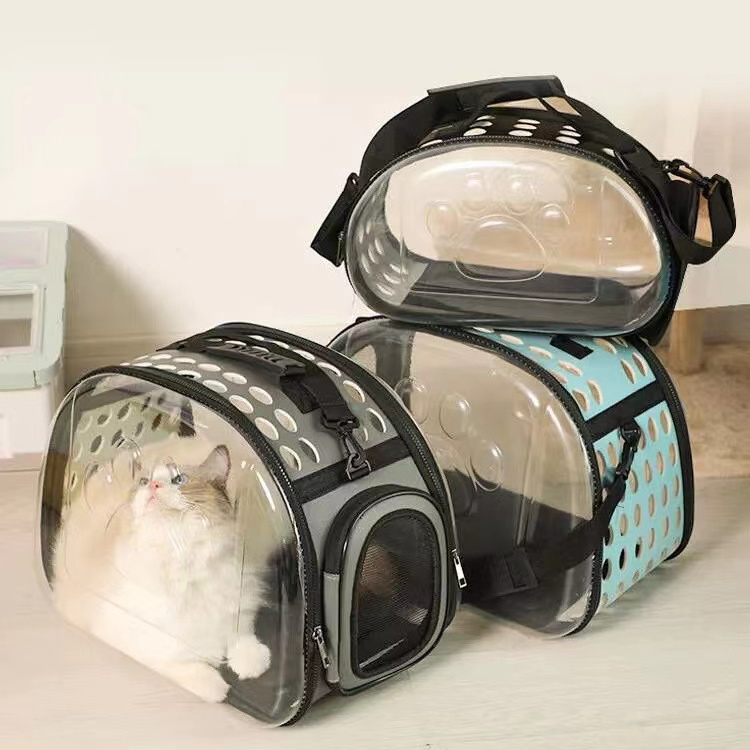 Factory Eva Custom High Quality Collapsible Breathable Cat Carrier Sling Bag Outdoor Pet Carry Transparent Pvc Eva Pet Dog Cat