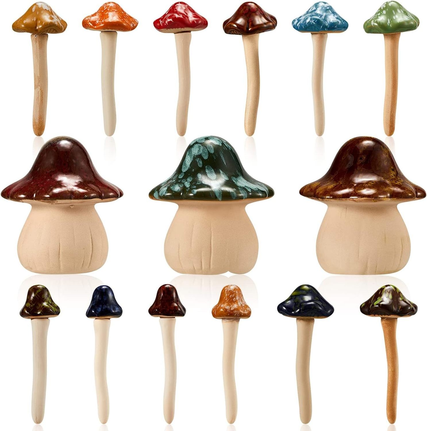 Ceramic Mushroom Statue Ceramic Garden Mushrooms Figurine Decorative Mushroom Ornament Lawn Ornaments for Garden Decor