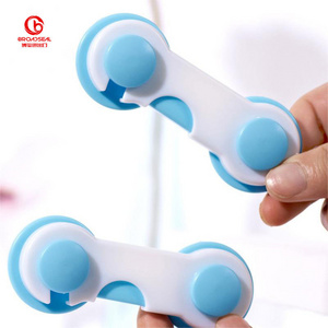 Multi-Functional Child Safety Lock Adjustable Double Button Baby Anti-Clip Latch for Cabinets Refrigerator Drawer