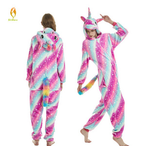 Winter Adult Children Animal Pajamas Custom Plush Flannel Unicorn Pijama Jumpsuit Sleepwear Jumpsuit with Hoodie