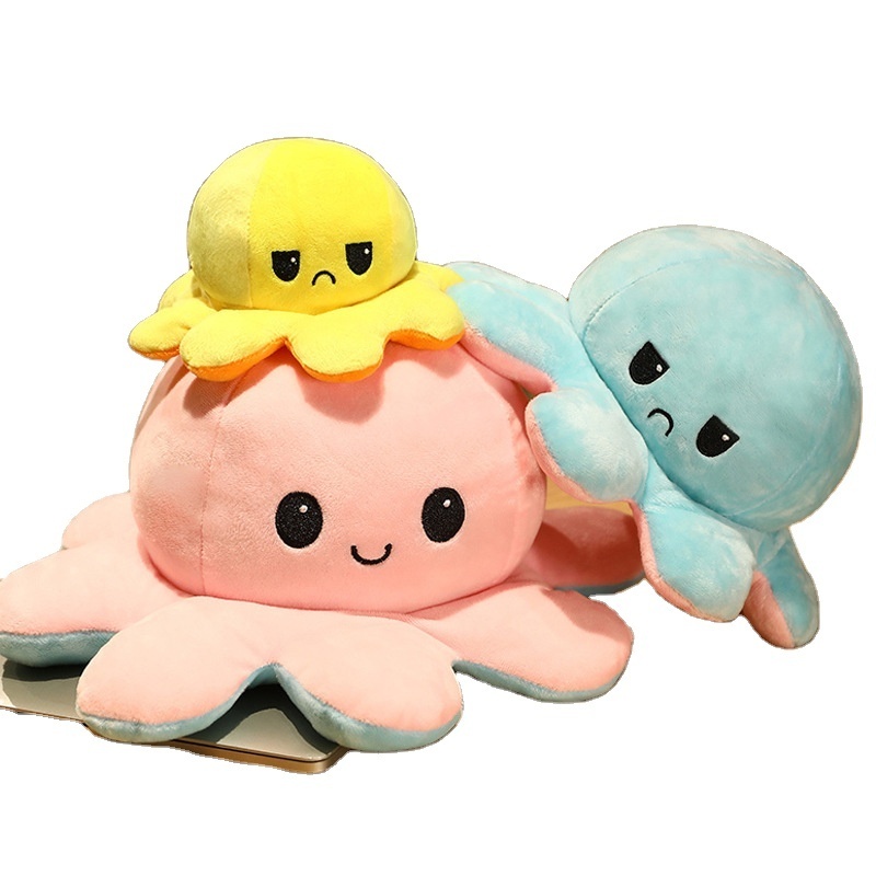 Allogogo Octopus Plush Toy Stuffed Cute Octopus Ocean Animal Double Side Flip Reversible Octopus Plush for Kid Gift