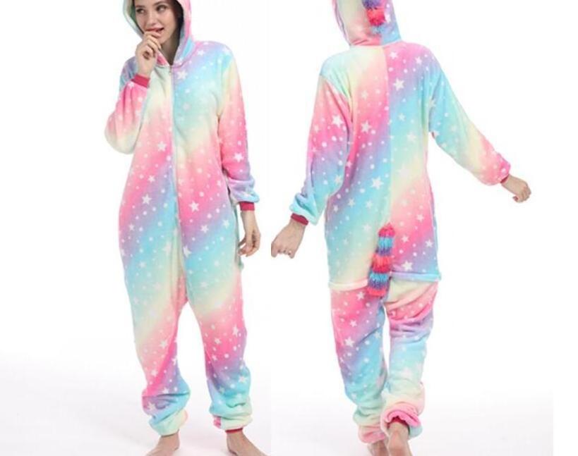 Winter Adult Children Animal Pajamas Custom Plush Flannel Unicorn Pijama Jumpsuit Sleepwear Jumpsuit with Hoodie