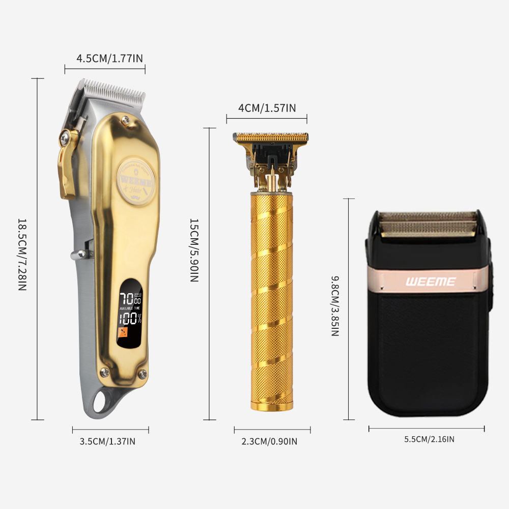 Rechargeable cordless hair clipper kit, LCD display hair clipper three piece set, oil head electric hair clipper care set