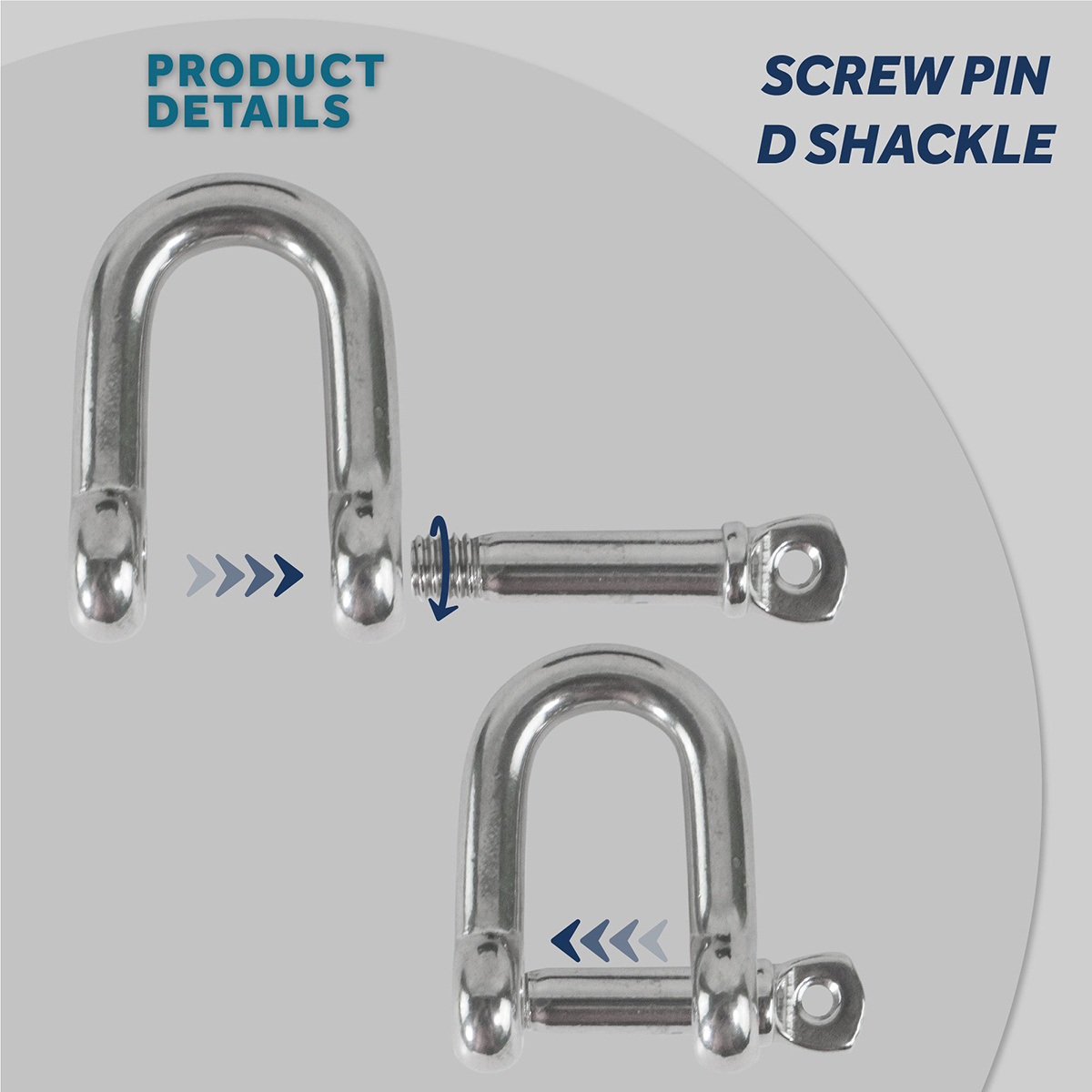 D.shackles Cheap Price Wildcat Ss316 Marine Hardware Big D Shaped Ring Shackle D 316 30mm 12mm 2.5t Stainless Steel 5/8