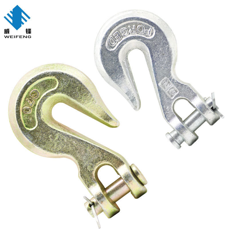 Heavy Duty Drop Forged Carbon Steel Eye Clevis Slip Hook With Latch