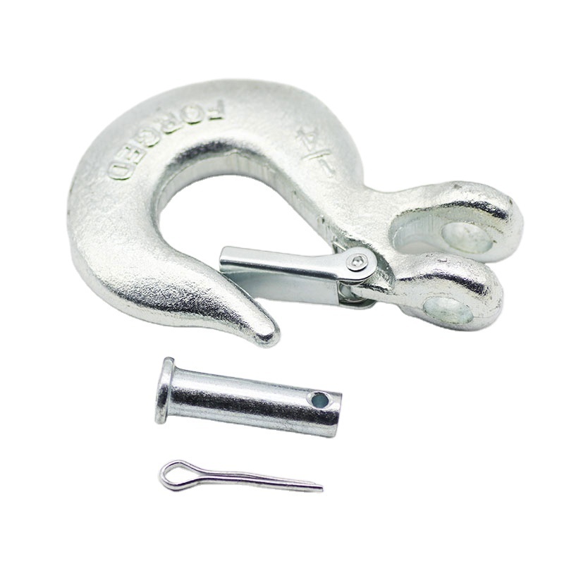 Heavy Duty Drop Forged Carbon Steel Eye Clevis Slip Hook With Latch