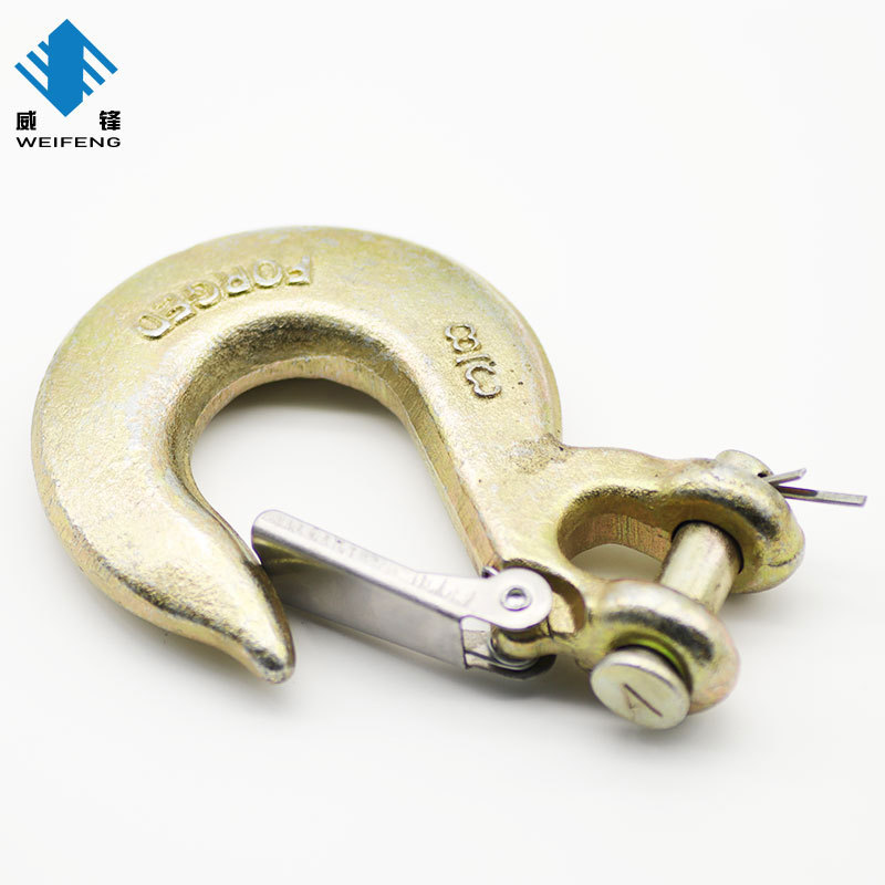 Heavy Duty Drop Forged Carbon Steel Eye Clevis Slip Hook With Latch