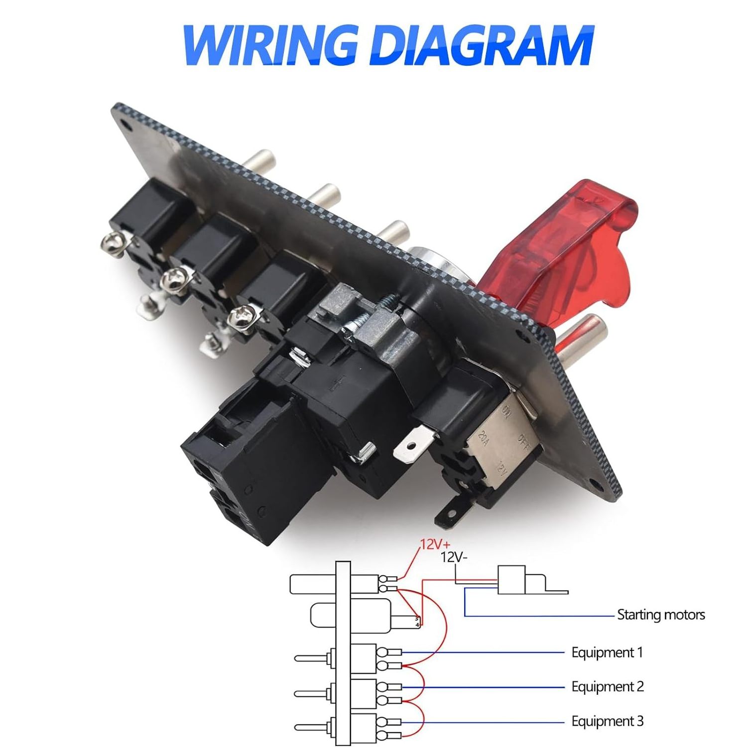 12V 5-in-1 Ignition Starter Switch Panel with Engine Button Carbon Fibre Switch for RV Truck Racing Ignition Switch Panel