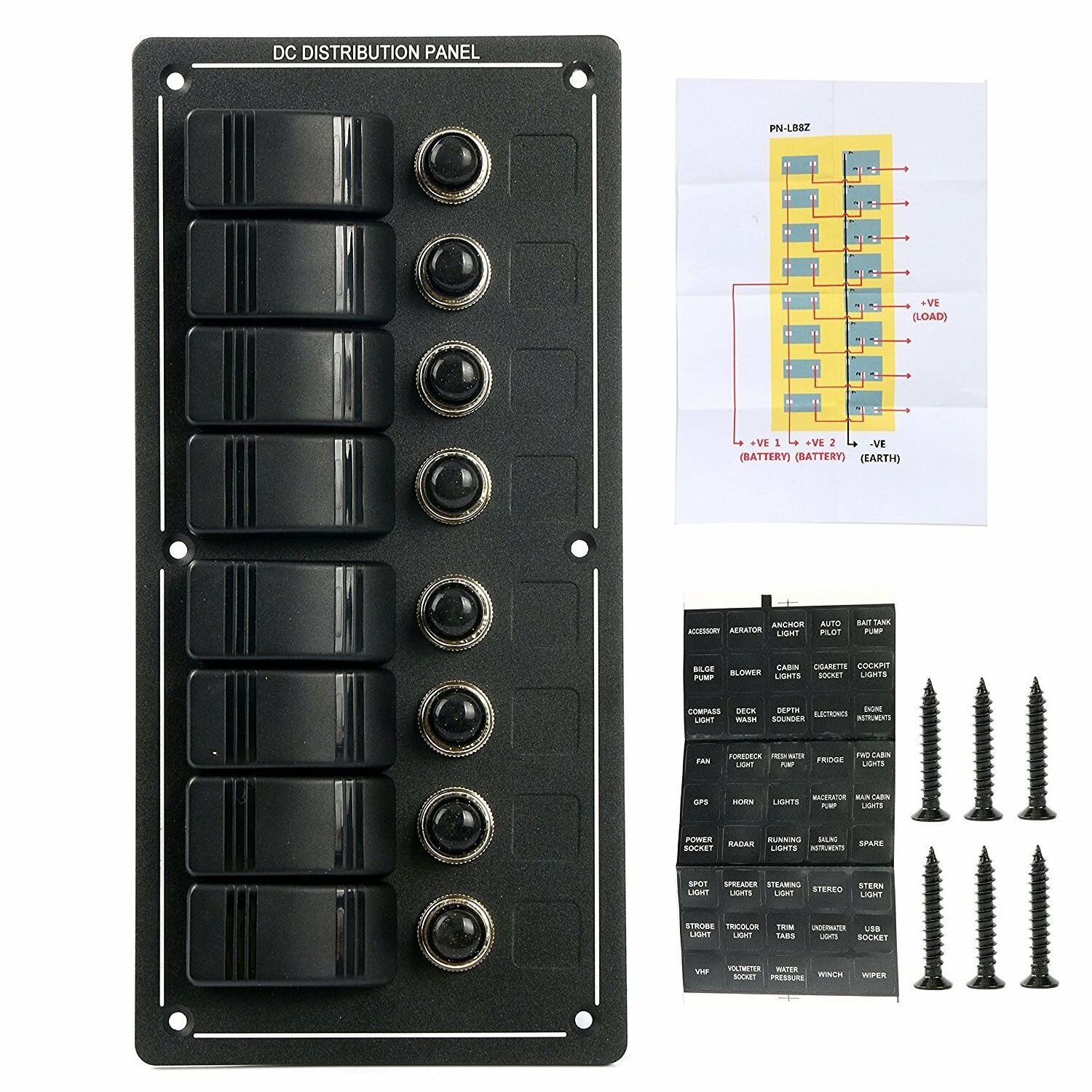 8 Group High quality custom marine rocker switch panel  4 Way combination waterproof boat switch panel for car,yacht,rv