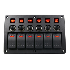 Marine Rocker Switch Panel 12 V Waterproof LED Toggle Switch with Lamp with Fuse Circuit Breaker Protection Control Mounting