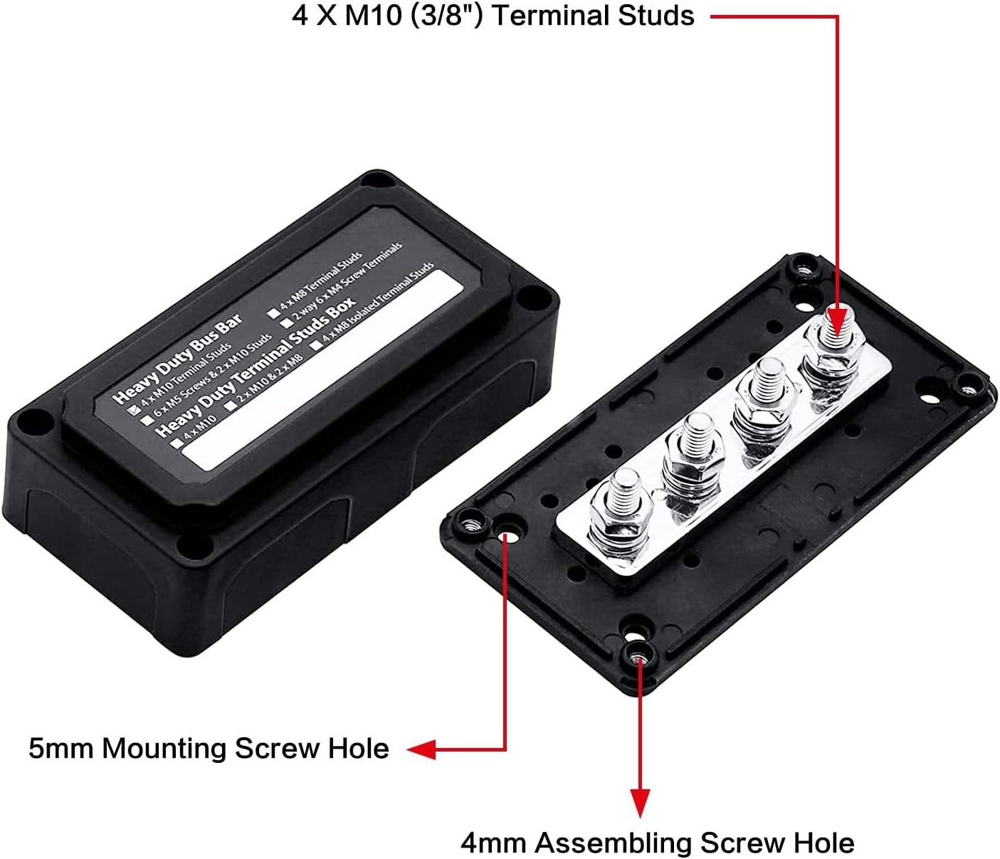 300A Bus Bar Heavy-Duty Module Design Power Distribution Block Busbar Box for Battery Marine Automotive RV Car