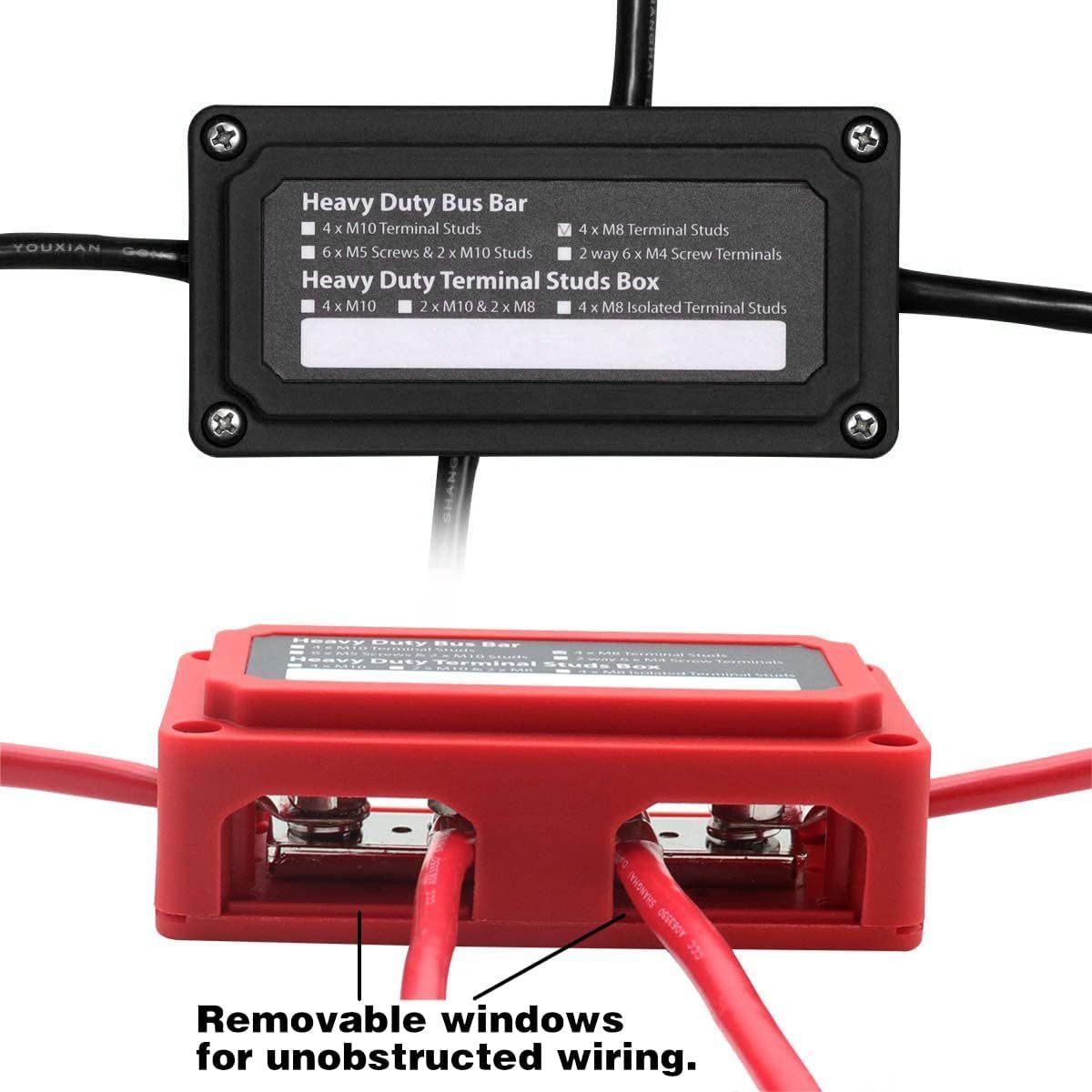 300A Bus Bar Heavy-Duty Module Design Power Distribution Block Busbar Box for Battery Marine Automotive RV Car