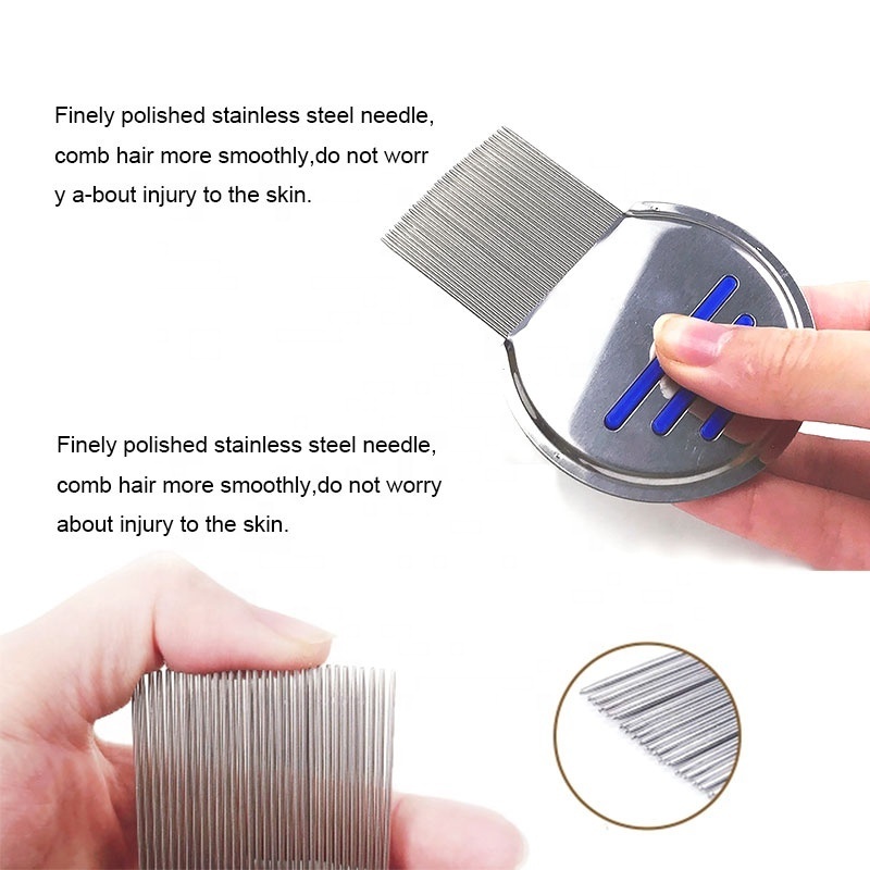 Steel Lice Comb Nit Terminator Metal Head Stainless Steel Anti Lice Comb With Grooves