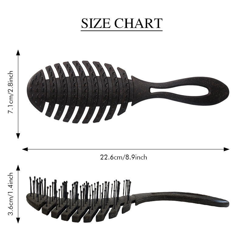 Eco Friendly coffee grounds detangling Paddle Hair Brush vent Hair Brush Set for travelling Hair Comb And Brush Set