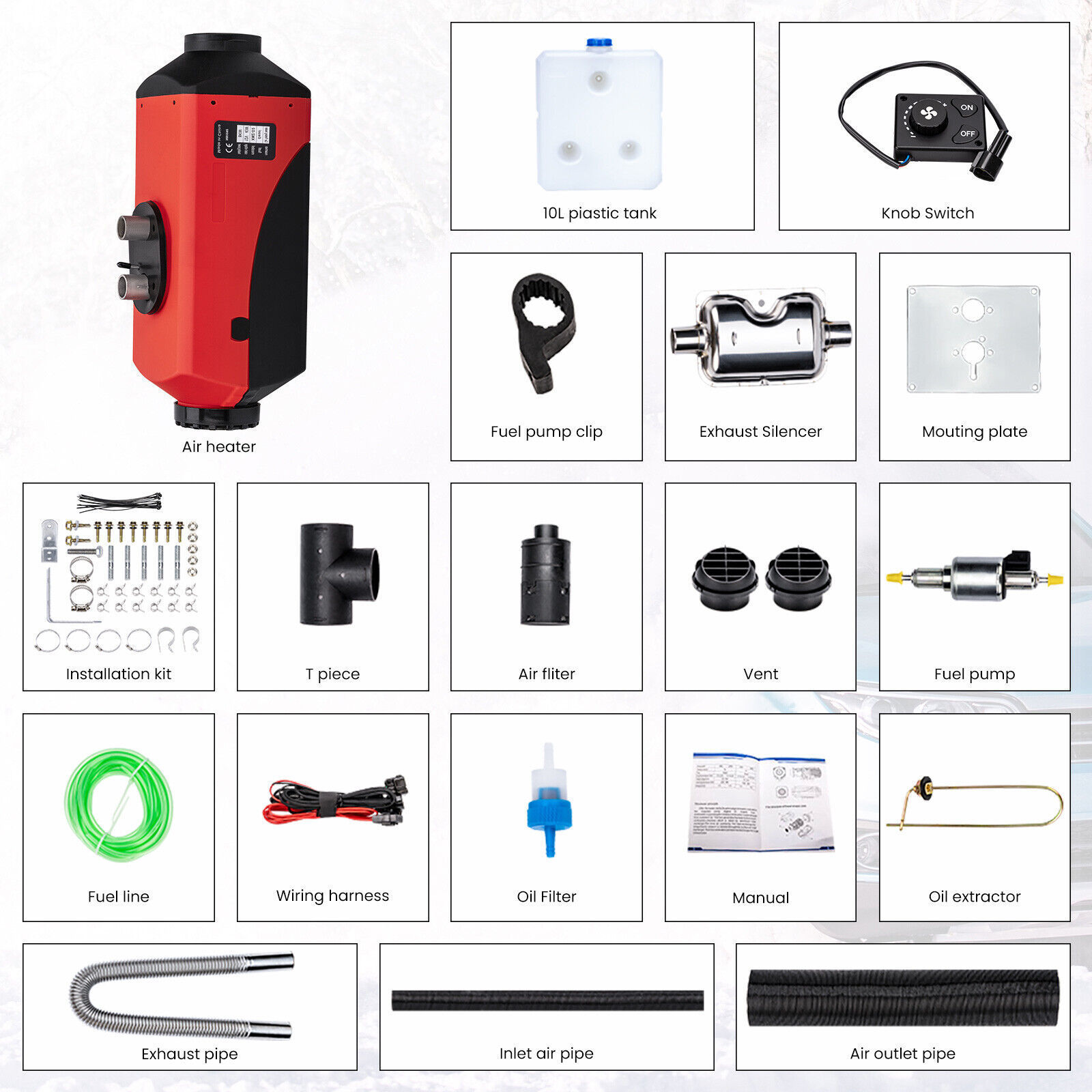 WELL-IN 12V 24V 220V 110V 5000W-8000W VW Car Air Conditioner Compressor Parking Diesel Air Heater with Series Engine