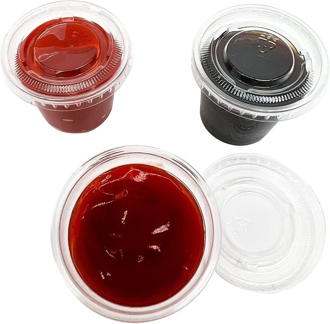 1 oz Plastic Dipping Sauce Cup With Lids, Mini Plastic Dip Condiment Containers