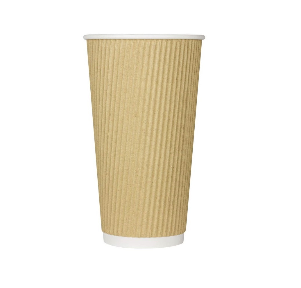 WPACK 4 8 10 12 16 20 oz Ripple Paper Hot Cup Kraft