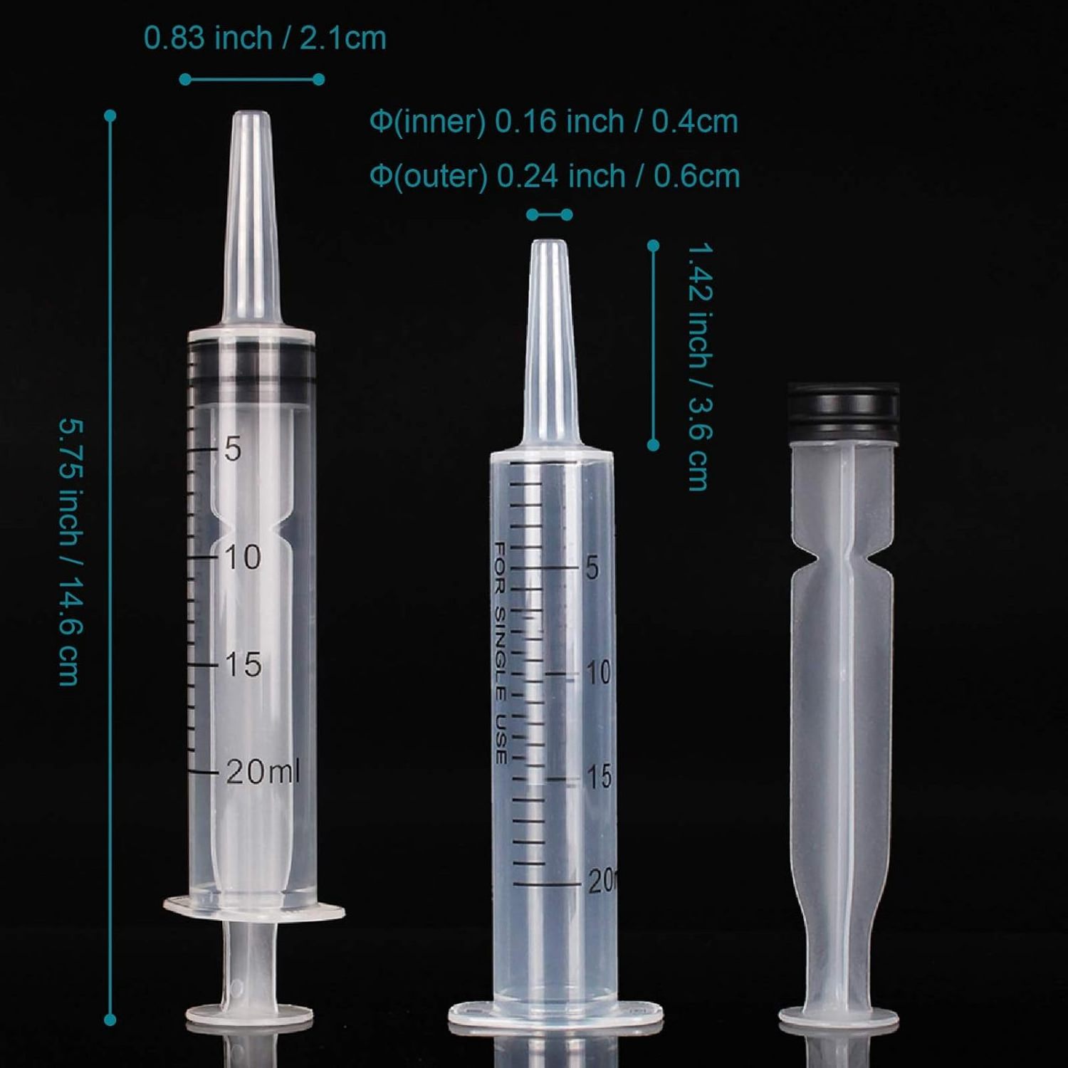 20ml Plastic Measuring Jello Shot Syringe with Caps Pet Medicine Small Syringe for Cats and Dog