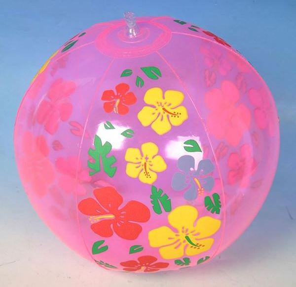 Inflatable transparent beach ball with toy fish inside