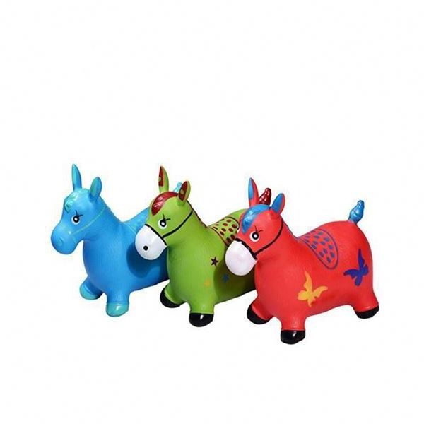 Wholesale pvc jumping animal toy hot sale kids jumping horse plastic kids spring rocking horse