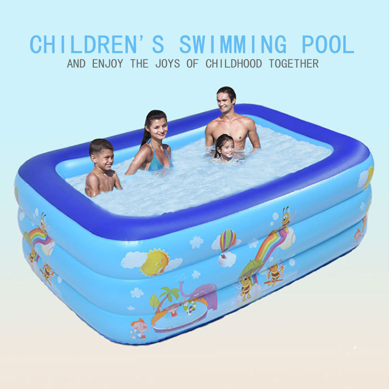 inflatable square family swimming pool 180 CM Three-layer children's paddling pool fishing pool