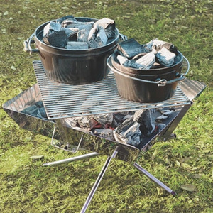 Multi Purpose 304 Stainless steel BBQ Camping Picnic Grill Assembly Required Charcoal Wood Stove for Bonfire & Cooking