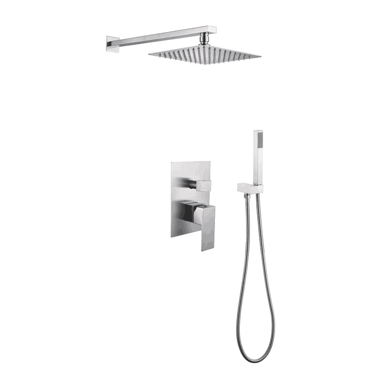 Brushed Shower Head And Faucet Set Complete With Valve Shower Fixtures With 6 Inch High Pressure Rain Shower Head Trim kit