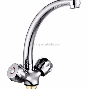 Stainless steel spout dual hand wheel faucet