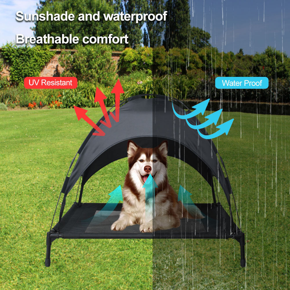 2024 Best Sell Elevated Cooling Adjustable Chew waterproof Pet Dog Bed Cot with Canopy Outdoor Removable Dog Bed Dog Canopy Tent