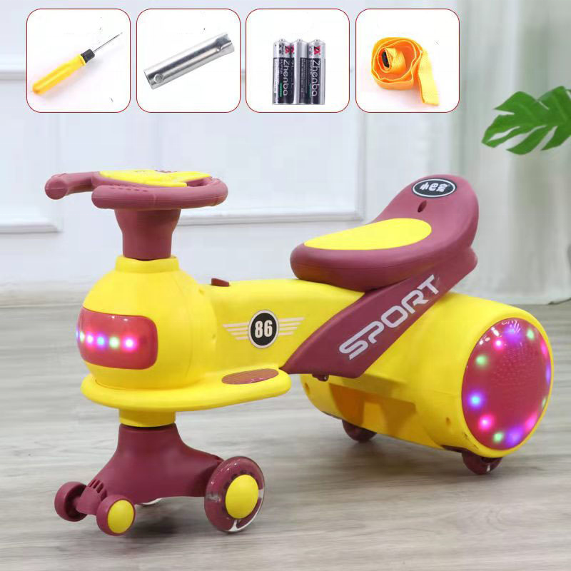 buggy light musical kids twist baby ride on swing car/cute four-wheel toy children wiggle car/baby swing car