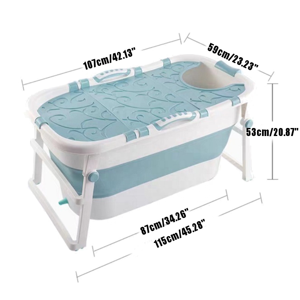 1.06m Foldable Bathe Bucket Barrel Adult Bathtub Bathroom Corner Freestanding Portable Shower Bucket Plastic Sturdy Pool Tub